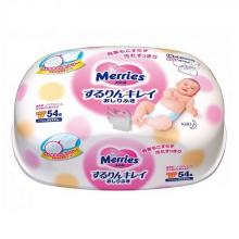 Салфетки влажные Merries Skin Kear Tissue в контейнере 54 шт.