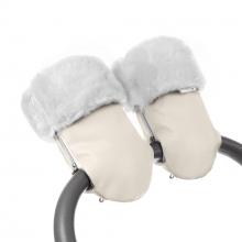 Муфта-рукавички для коляски Esspero Double White Leatherette (Натуральная шерсть)