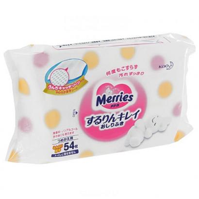 Салфетки влажные Merries Skin Kear Tissue сменная упаковка, 54 шт.