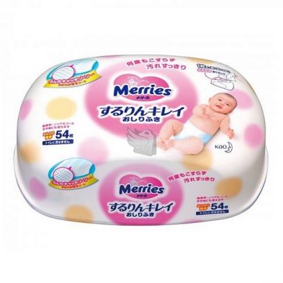 Салфетки влажные Merries Skin Kear Tissue в контейнере 54 шт.