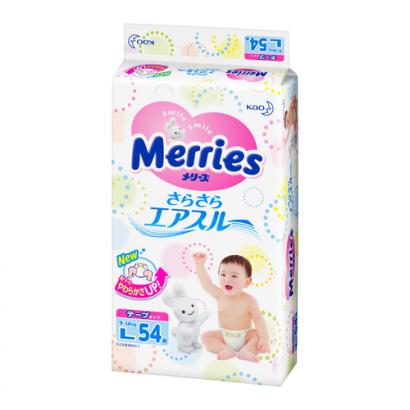 Подгузники Merries Мериес 9-14 кг. 54 шт. (L)
